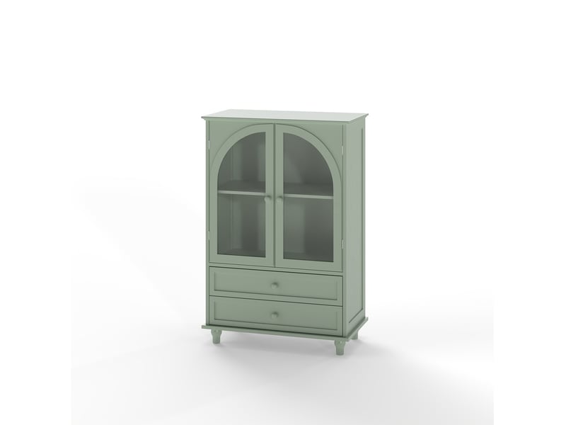  Buffet haut 2 portes vitrées et 2 tiroirs 71x38x106,5 cm vert menthe  - Conforama R