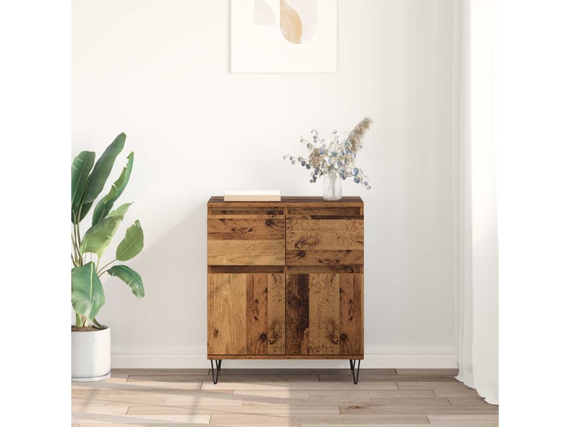  Buffet - bahut - meuble de rangement bois ancien 60 x 35 x 70 cm bois d'ingénierie et fer  - Conforama D