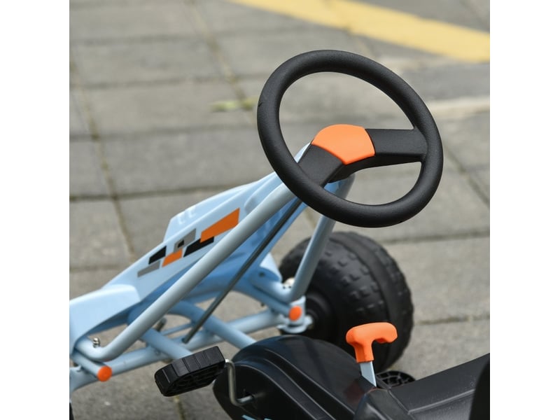  Kart à pédales 97x66x59 cm dès 3 ans avec siège réglable, acier, bleu clair  - Conforama C