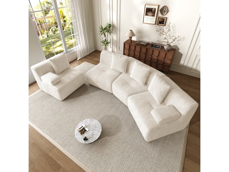 Canapé modulable, canapé 4 places, format compressé, en velours tricoté, pour intérieur, sans montage - Conforama D