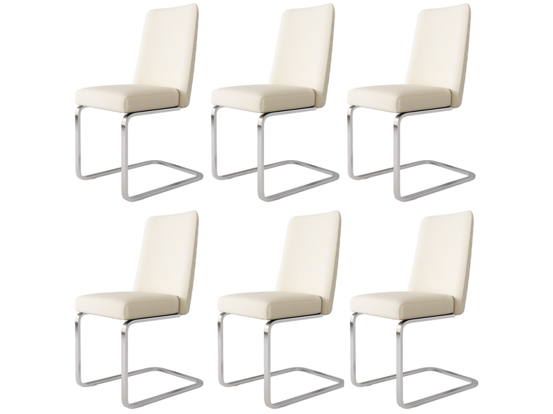  Lot de 6 chaises de salle à manger,45x52x88 cm,velours et métal argenté,beige  - Conforama A
