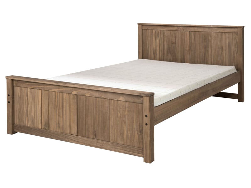Lit adulte 140x200 cm avec set de 2 tiroirs ALONG ciré finition coloris teck - Conforama D