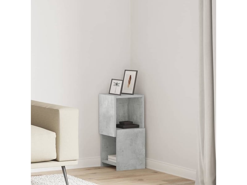  Meuble d'angle, meuble de rangement salon 25,5x25x55cm bois d'ingénierie gris béton  - Conforama B