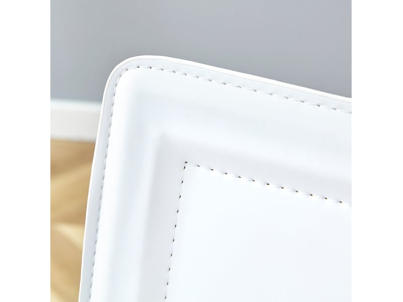  Lot de 2 chaises de salle à manger h102 cm, métal argenté, pu blanc, design moderne, dossier aux lignes géométriques, chaise cuisine  - Conforama E