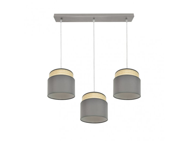  Rampe de plafond fabrilamp kandy naturelgris 3 x e27 hauteur réglable 46-106 cm 68x19 cm 174293128 - Conforama E
