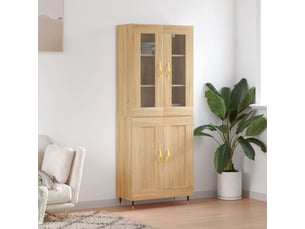 Buffet haut - bahut - meuble de rangement chêne sonoma 69,5x34x180 cm bois d'ingénierie