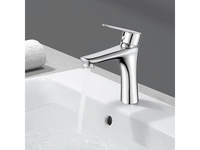  Robinet de lavabo de salle de bain, robinet de lavabo, en acier inoxydable, chaud et froid, chromé, avec tuyau d'arrivée d'eau de 60 cm  - Conforama E