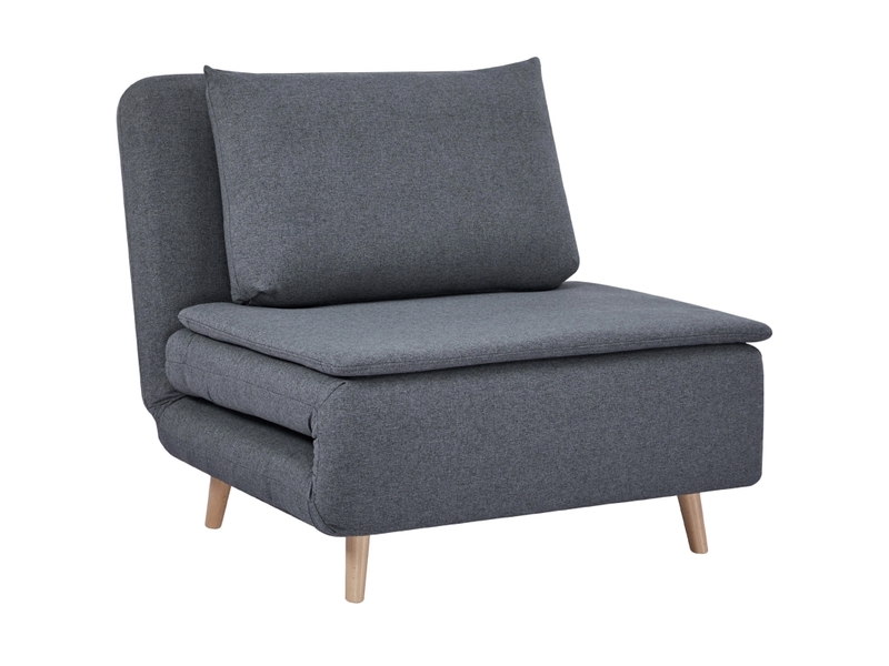 Fauteuil 3-en-1 avec lit, relaxateur et dossier réglable - pieds en hêtre, coussin inclus - gris - Conforama A