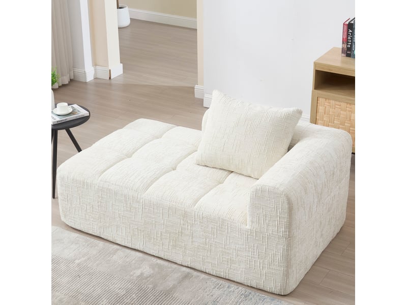  Canapé d'angle modulable modenvie 3 places en chenille beige 250 x 158 x 60 cm  - Conforama E