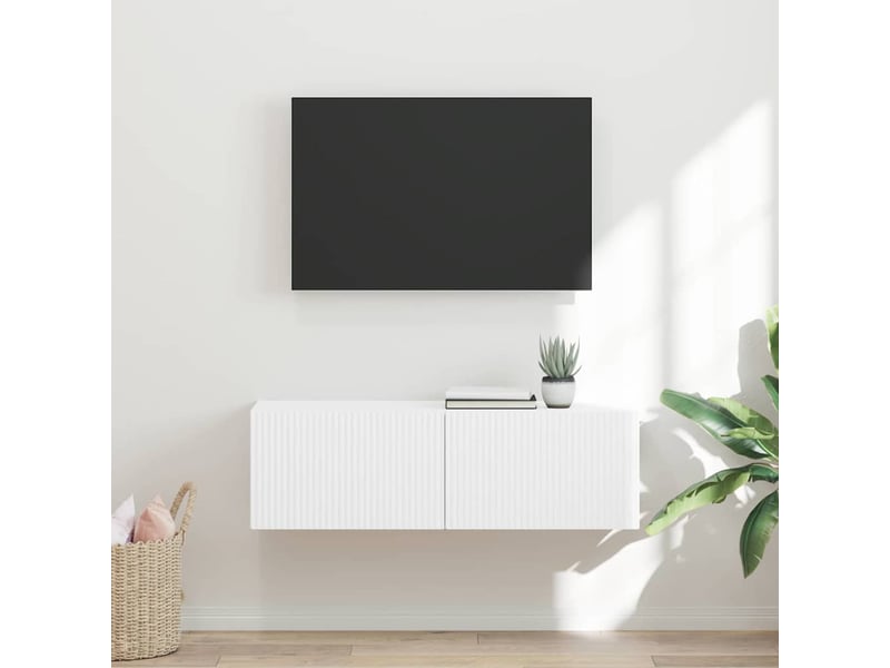  Meuble tv mural 98x31x29,5 cm blanc bois d'ingénierie  - Conforama B