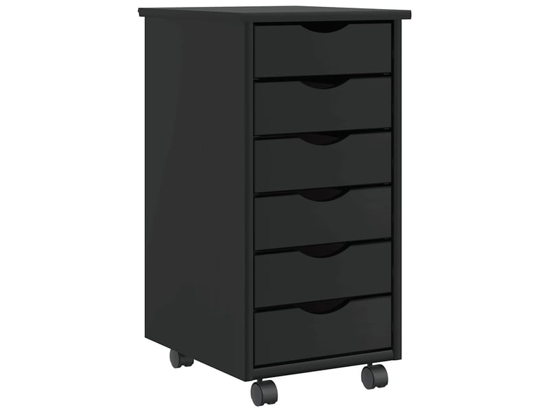  Armoire de rangement roulante avec tiroirs moss noir bois de pin solide  - Conforama A