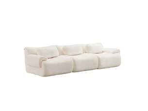 Canapé droit compressé fixe MODENVIE 3 places Tissu Blanc