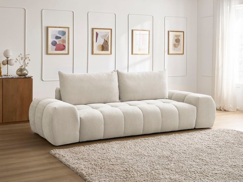  Bobochic canapé droit fixe 3 places everest tissu texturé beige EVEREST - Conforama D