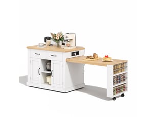 Îlot de cuisine mobile avec table extensible et rangements homvra