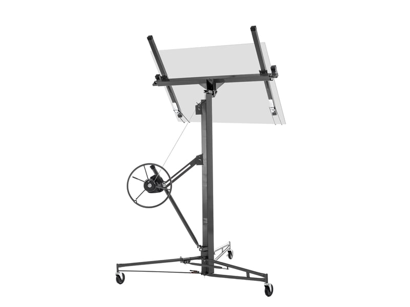  Élévateur de plaques pliable pour plaques de plâtre 68 kg, hauteur réglable 180-470 cm, 3 roues avec frein evryae  - Conforama D