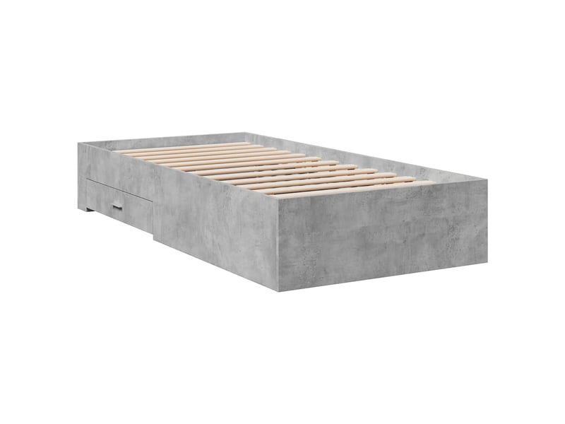  Lit simple- lit adulte -  cadre de lit avec tiroirs sans matelas gris béton 100x200 cm  - Conforama B
