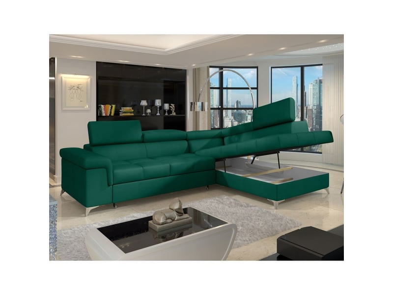  Canapé d'angle convertible palazzo 4 places vert foncé – angle droit avec 1 coussin  - Conforama D