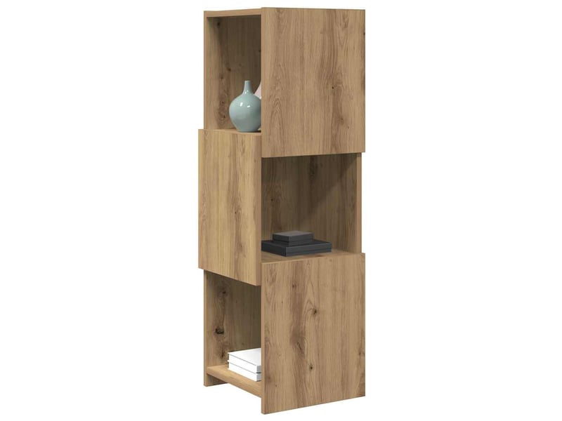  Meuble d'angle, meuble de rangement salon 30,5x30x95cm bois d'ingénierie chêne artisanal  - Conforama C