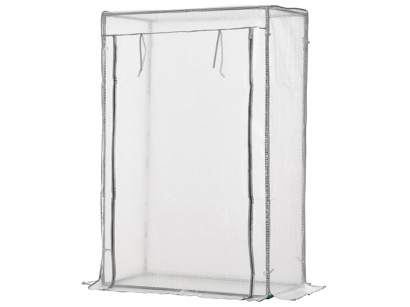 Serre avec film filet pe, porte, serre d'hiver en acier, dimensions 100 x 50 x 150 cm, blanche - Conforama B