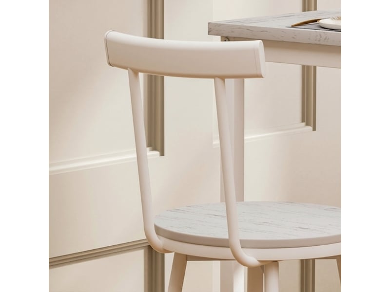  Ensemble table de bar 60x60 cm et 2 chaises, style industriel blanc  - Conforama D