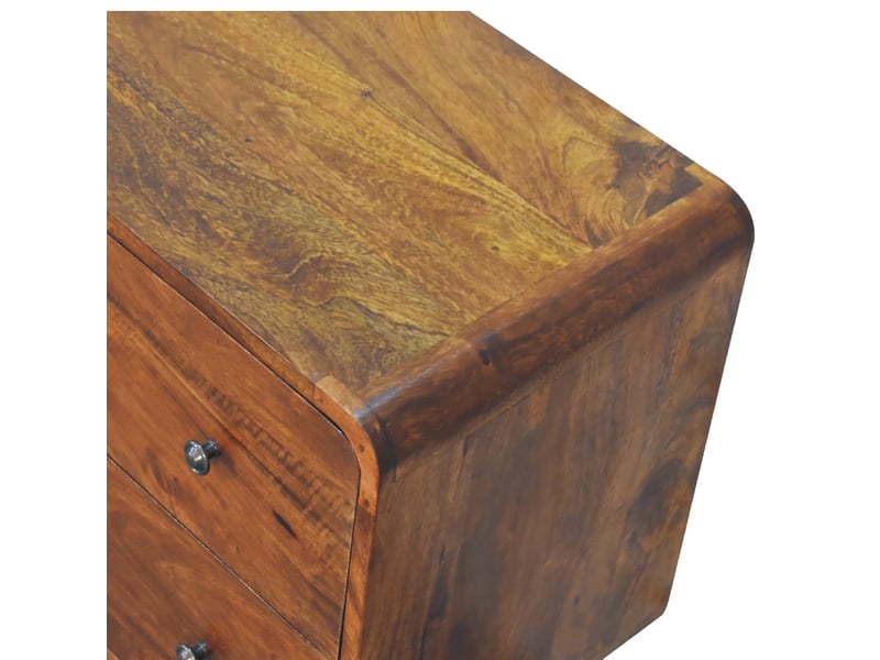  Artisan furniture commode incurvée en bois massif, finition châtaignier, 2 tiroirs  - Conforama E