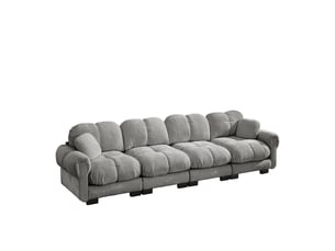 Canapé modulaire avec coussins épais et dossier ergonomique - lpospi - accoudoirs incurvés chenille gris clair 330 × 86 × 90 cm