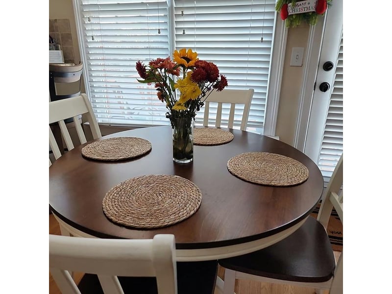 Sets de table ronds tissés - 30 cm - sets de table en rotin - dessous de verre - résistants à la chaleur - sets de table tissés style champêtre - sets de table naturels tissés à la main - couleur bois - Conforama C
