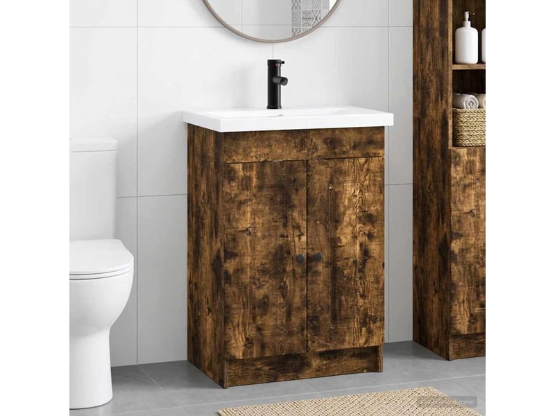  Ensemble de mobilier de salle de bain chêne fumé shl5786  - Conforama B