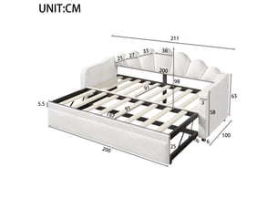 Lit gigogne 90x200 cm HNCBB   coloris blanc