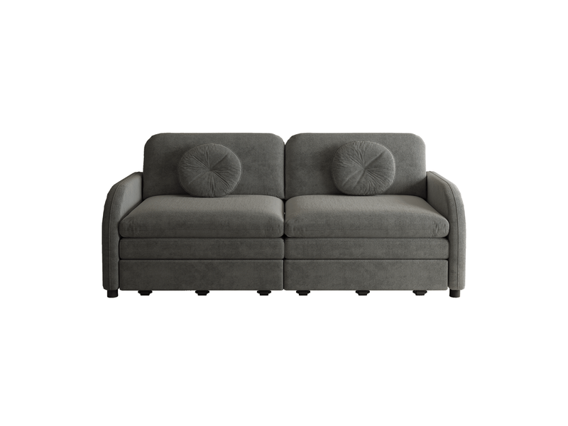  Canapé d'angle convertible ,2 places, avec poches de rangement des deux côtés,166 x 84x90,gris  - Conforama A