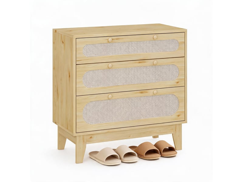 Commode en rotin à 3 tiroirs - meuble de rangement bois foncé avec kit anti-basculement - coffre d'appoint pour chambre, naturel PHO_33T8E7JJ - Conforama A