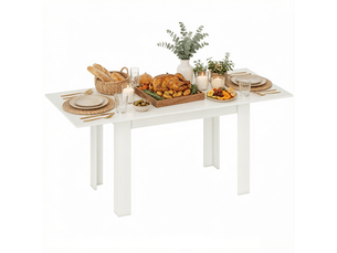 Table à manger extensible,140x80x75 cm,6 à 8 places,mdf,blanc