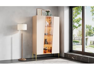 Vitrine coloris beige 3 étagère(s) <strong>BIQZUYA</strong> <strong></strong> - 72 cmx145 cm