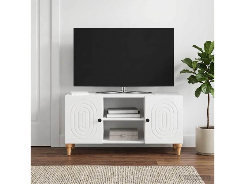  Meuble tv - banc tv - meuble de rangement blanc brillant 102 x 34,5 x 50 cm bois d'ingénierie  - Conforama B