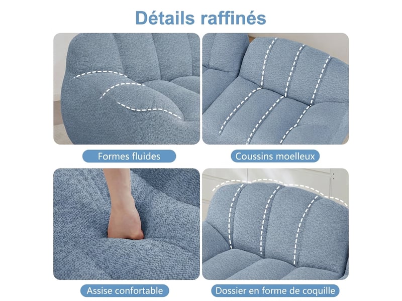  Canapé modulable 3 places d'angle en l - assise profonde 288 cm avec ottomane, sans montage  - Conforama W
