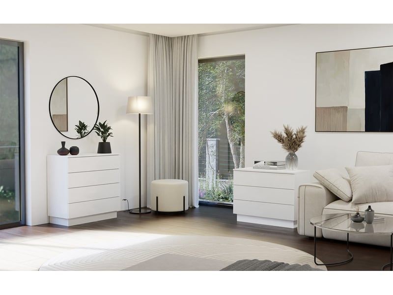  Amber 4s - commode 4 tiroirs - 85x84x40 cm - pour chambre et salon - blanc  - Conforama B