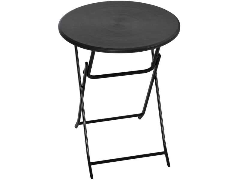 Table de jardin pliante ronde ø60 cm gris foncé, plateau effet bois et cadre acier pour balcon et terrasse  - Conforama A