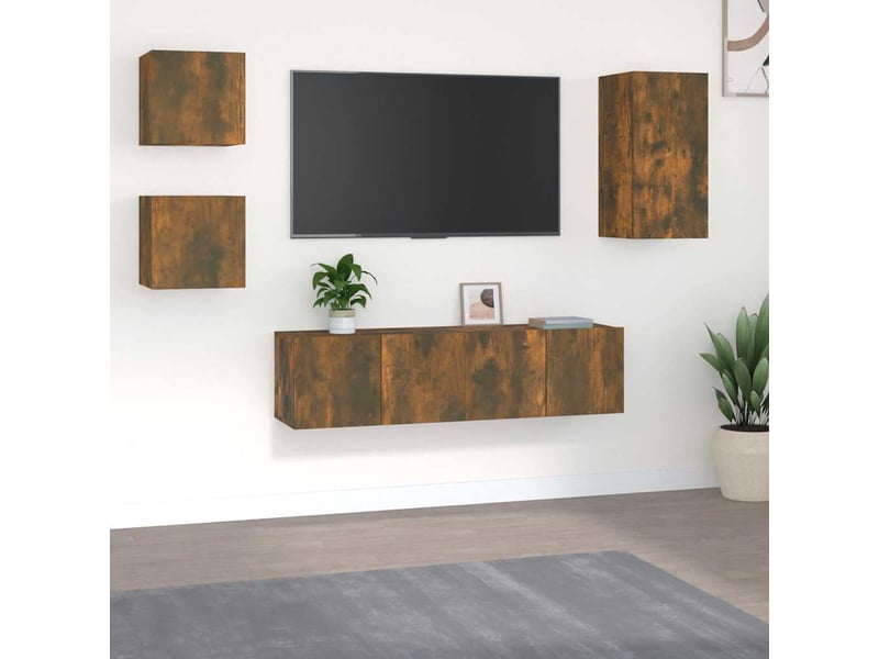  Ensemble de meubles tv 5 pcs chêne fumé bois d'ingénierie shl35076  - Conforama B