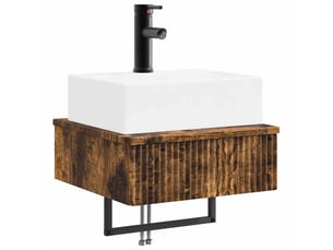 Basin de lavage mural, lavabo chêne fumé 40x41x39 cm