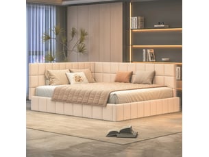 Lit banquette 160x200 cm <strong>ELVMI</strong>  <strong></strong> coloris beige