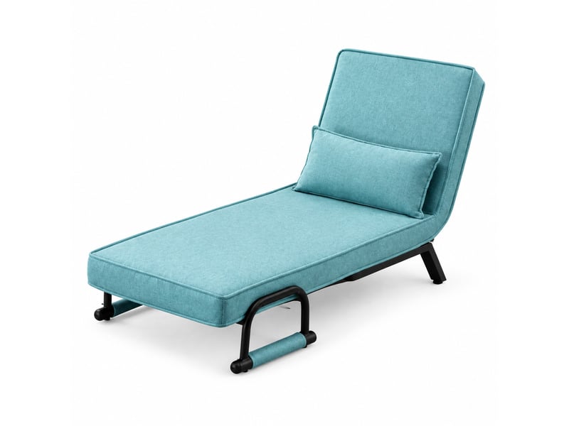  Fauteuil convertible 65 x 78 x 75 cm bleu en tissu, dossier inclinable 5 positions, lit d'appoint 3 en 1  - Conforama A