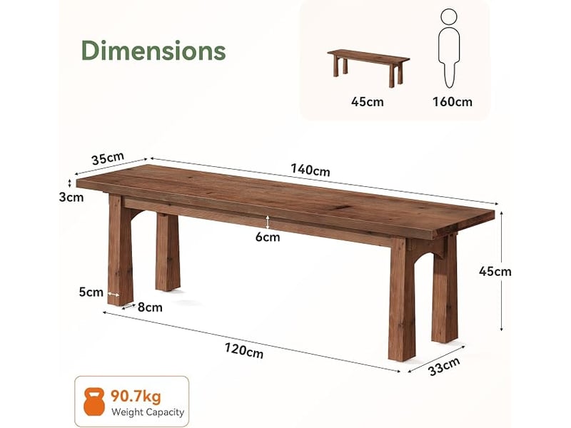  Banc d'entrée en bois massif, banc à chaussures rustique marron, banc de chambre à coucher rustique et étroit de style fermier, pour couloir, cuisine, chambre, salle à manger, l'intérieur  - Conforama C