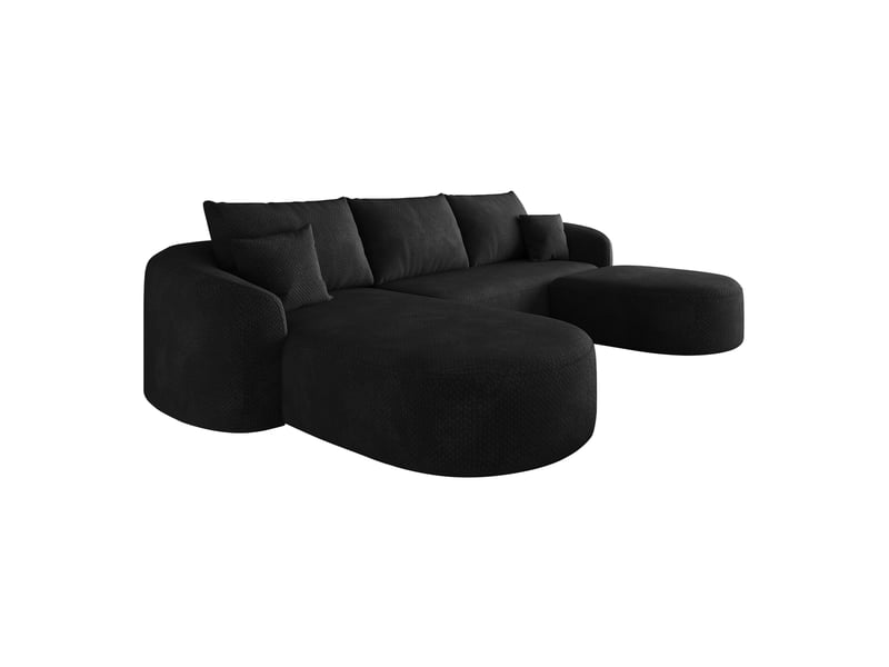  Canapé d'angle en u modenvie 5 places modulaire 266 x 168 x 85 cm, tissu chenille noir, sans montage, compressé  - Conforama A