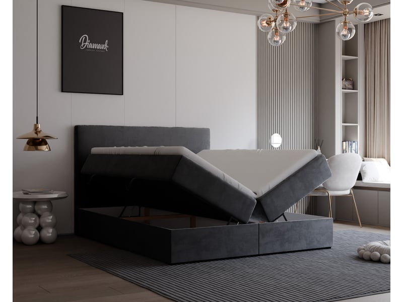  Lit coffre giulia - 180x200 cm - avec matelas et surmatelas - velours dense - gris GIULIA - Conforama C