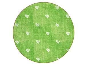 Tapis pour enfants hearts cercle jeans, vintage cœurs - vert cercle 100 cm