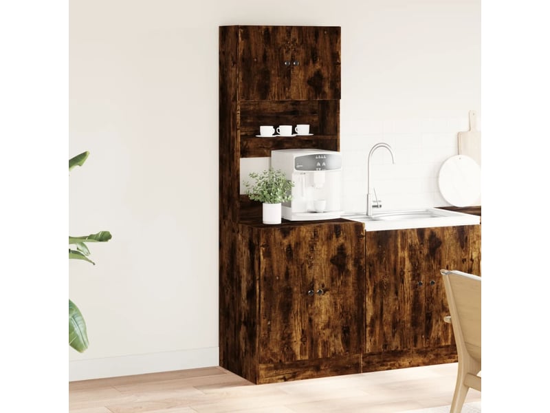  Meuble de rangement, armoire de cuisine chêne fumé 60x50x180cm bois d'ingénierie  - Conforama C