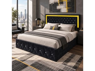 Lit coffre 160x200 cm SANS MARQUE coloris noir
