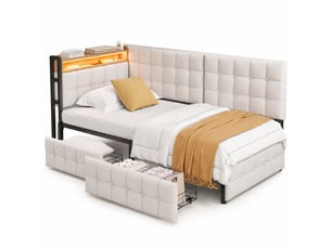 Lit banquette 90x200 cm STILVORA   coloris beige