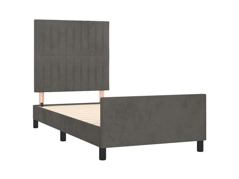  Lit simple- lit adulte -  cadre de lit sans matelas gris foncé 100x200 cm velours  - Conforama C