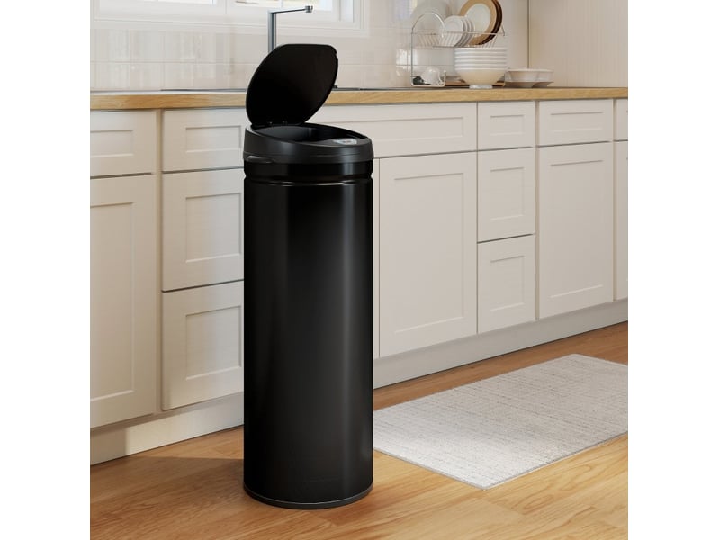  Poubelle à déchets 50 l à capteur sensor, fonction soft-close, poubelle sans contact en acier inoxydable pour une cuisine hygiénique  - Conforama D
